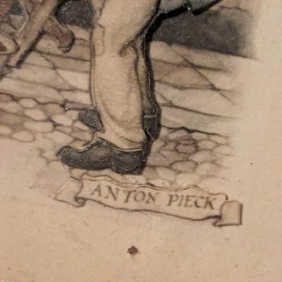 Framed Vintage Anton Pieck Print (1966) 11" x 9"