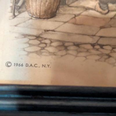 Framed Vintage Anton Pieck Print (1966) 11" x 9"