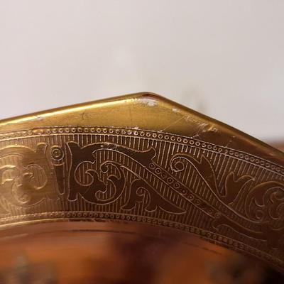 Pink Depression Glass Gold Gild Platter 4 Sectional Platter 6 Dessert Plates