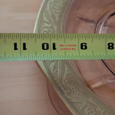 Pink Depression Glass Gold Gild Platter 4 Sectional Platter 6 Dessert Plates