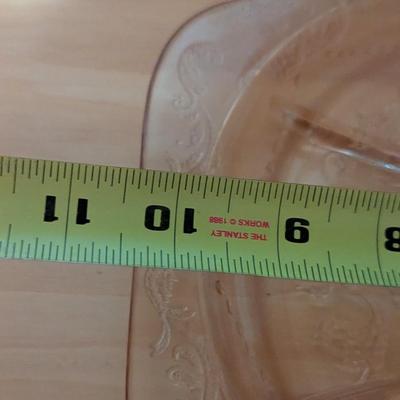 Pink Depression Glass Gold Gild Platter 4 Sectional Platter 6 Dessert Plates