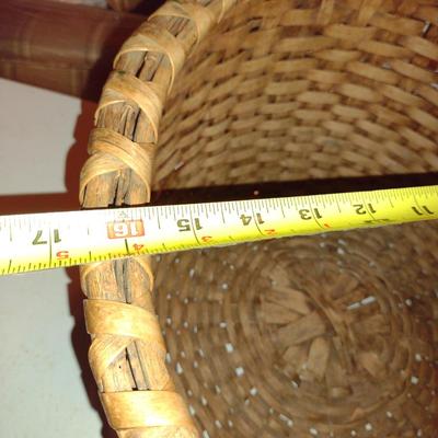 Vintage Pair of Large Woven Baskets- Wicker and Splint Wood