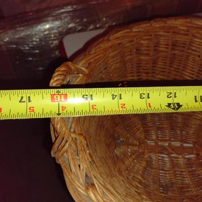 Vintage Pair of Large Woven Baskets- Wicker and Splint Wood
