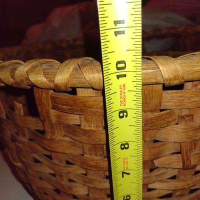 Vintage Pair of Large Woven Baskets- Wicker and Splint Wood