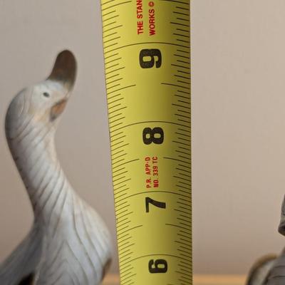 Wood Look Duck Figures Vintage Bird Ornaments Nativity Animals West Germany Deer Lot 4