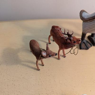 Wood Look Duck Figures Vintage Bird Ornaments Nativity Animals West Germany Deer Lot 4