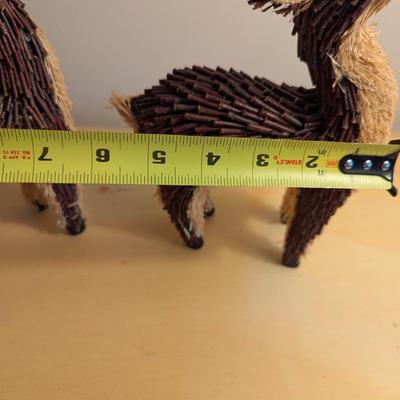 Vintage Folk Art Wood Reindeer Pair Figurines