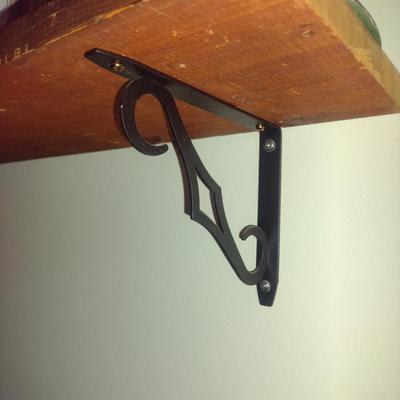 Wooden Wall Shelf with Metal Supports- Approx 28" Long, 7" Deep (Bottom Shelf)