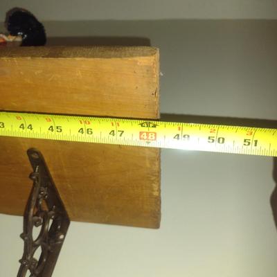Wooden Wall Shelf with Metal Supports- Approx 48" Long, 9 3/4" Deep (Top Shelf)