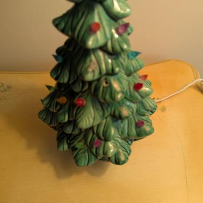Approx 13 1/2" Tall One Piece Ceramic Lighted Christmas Tree