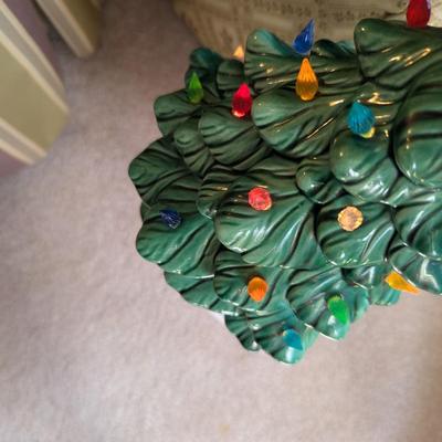 Approx 13 1/2" Tall One Piece Ceramic Lighted Christmas Tree