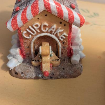 Lighted Gingerbread House & Frosted Glitter Christmas Dog House Puppy Trinket Box