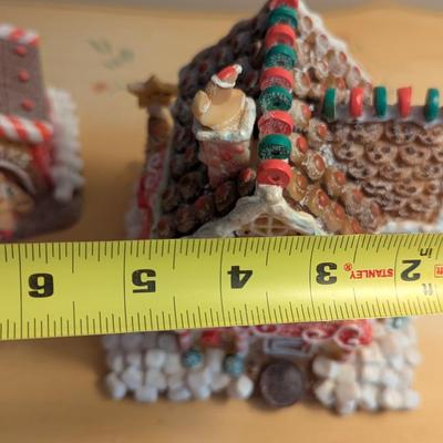 Lighted Gingerbread House & Frosted Glitter Christmas Dog House Puppy Trinket Box