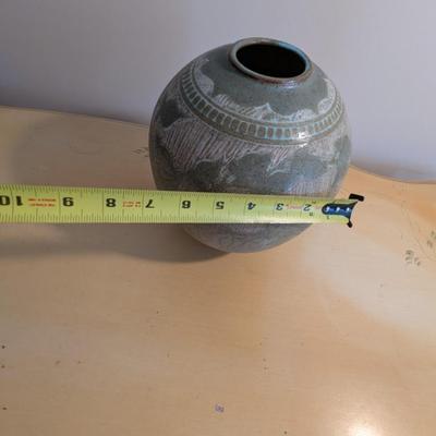 10" Tall Signed Pottery Vase