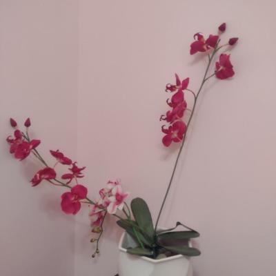 Silk Orchid in Ceramic Pot