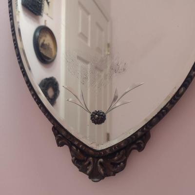 Vintage Fancy Framed Wall Mirror- Approx 27 1/2" x 12 1/2"