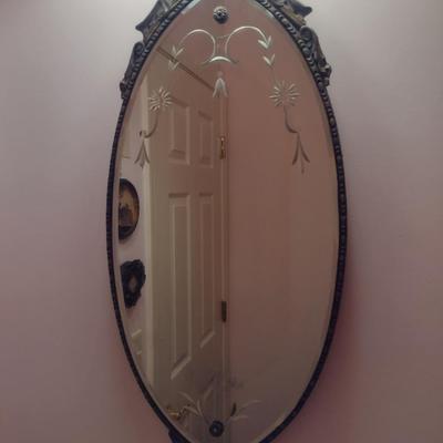 Vintage Fancy Framed Wall Mirror- Approx 27 1/2" x 12 1/2"