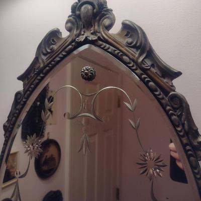 Vintage Fancy Framed Wall Mirror- Approx 27 1/2" x 12 1/2"