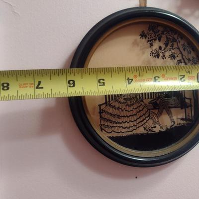 Collection of Small Wall Decor- Mirror, Silhouettes, Fabric Art