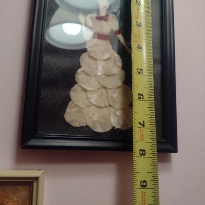 Collection of Small Wall Decor- Mirror, Silhouettes, Fabric Art