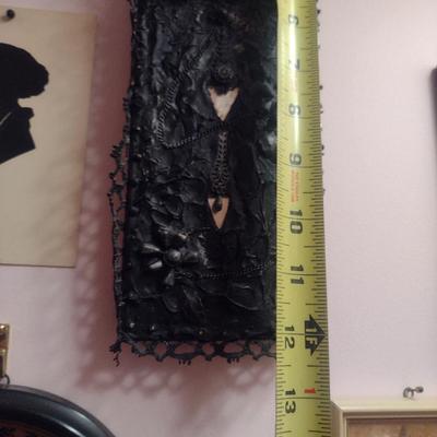 Collection of Small Wall Decor- Mirror, Silhouettes, Fabric Art