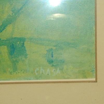 'Evening Mood' by Marc Chagall Print- Framed Under Glass- Approx 29" x 25" (K)