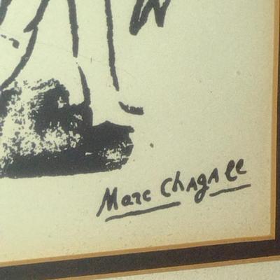 'Russian Poet Vladimir Mayakovsky' by Marc Chagall Print- Framed Under Glass- Approx 24 1/2" x 30" (K)