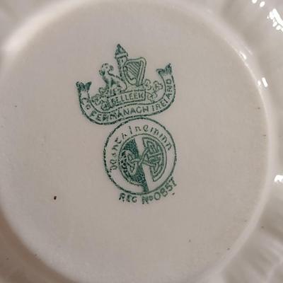 Belleek Irish Fine Pottery Cup and Saucer- Ribbed Design (K)