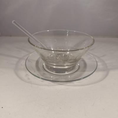 Princess House Mayonnaise Bowl with Underplate and Spoon (#25) (K)