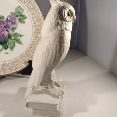 Boehm Rose Plate and Owl Figurine (#21) (K)