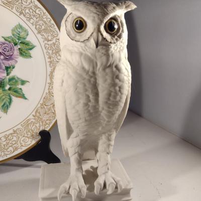 Boehm Rose Plate and Owl Figurine (#21) (K)