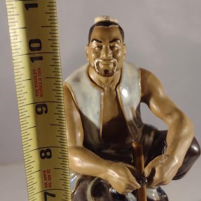 Vintage Chinese Glazed Pottery Figurine with Stand- (#20). (K)