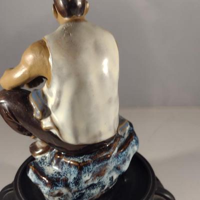 Vintage Chinese Glazed Pottery Figurine with Stand- (#20). (K)