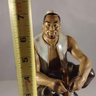 Vintage Chinese Glazed Pottery Figurine with Stand- (#20). (K)