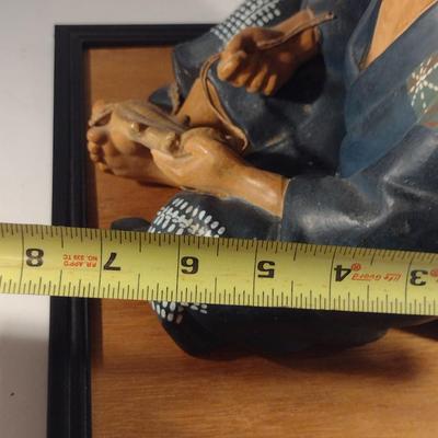 Vintage Japanese Clay Figurine with Mat- Shoe Maker (#14). (K)