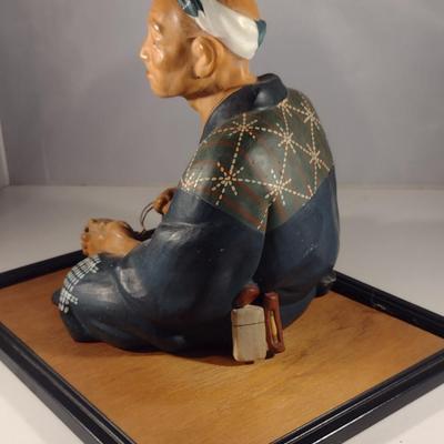 Vintage Japanese Clay Figurine with Mat- Shoe Maker (#14). (K)