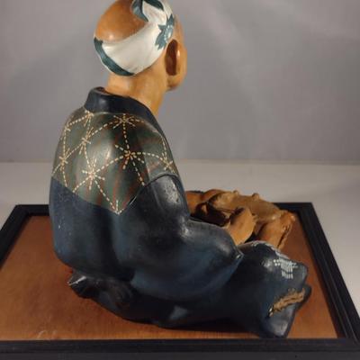 Vintage Japanese Clay Figurine with Mat- Shoe Maker (#14). (K)