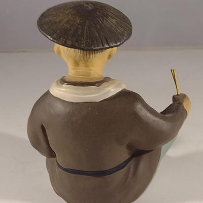 Vintage Japanese Clay Figurine- Man Eating Rice (#10) (K)