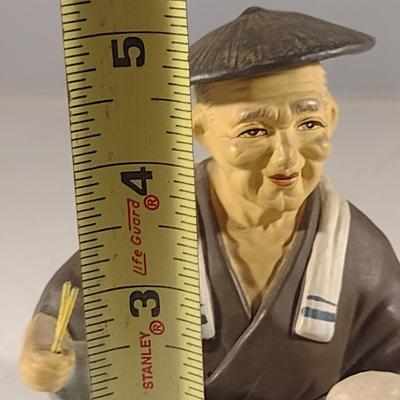 Vintage Japanese Clay Figurine- Man Eating Rice (#10) (K)