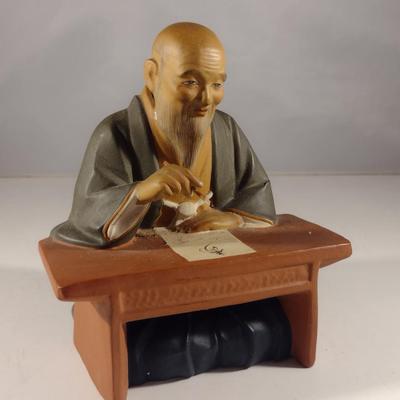 Vintage Hakata Urasaki Japanese Clay Figurine- Calligrapher (#9) (K)