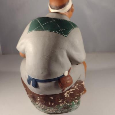 Vintage Hakata Urasaki Japanese Clay Figurine- Fisherman with Net (#8) (K)