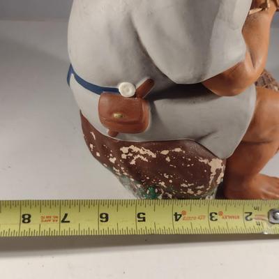 Vintage Hakata Urasaki Japanese Clay Figurine- Fisherman with Net (#8) (K)