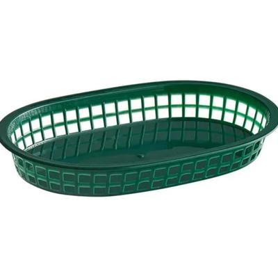Choice 11" x 7" x 1 1/2" Forest Green Oval Plastic Fast Food Basket