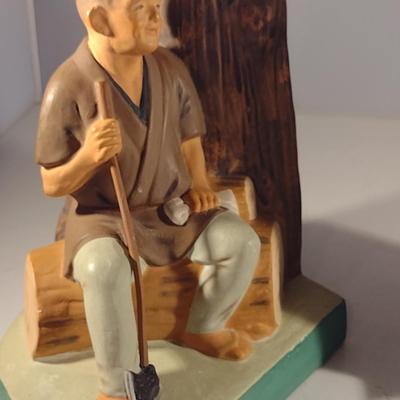 Pair of Vintage Hakata Urasaki Japanese Clay Figurine Bookends (#5) (K)