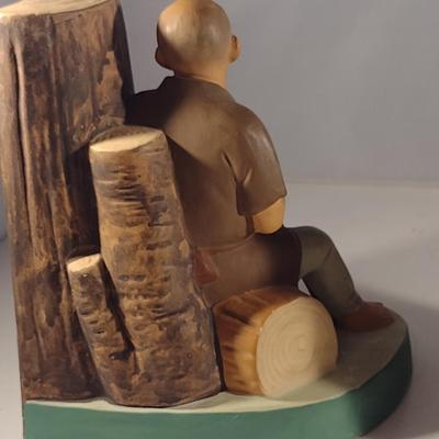 Pair of Vintage Hakata Urasaki Japanese Clay Figurine Bookends (#5) (K)