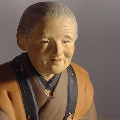 Pair of Vintage Hakata Urasaki Japanese Clay Figurine Bookends (#5) (K)