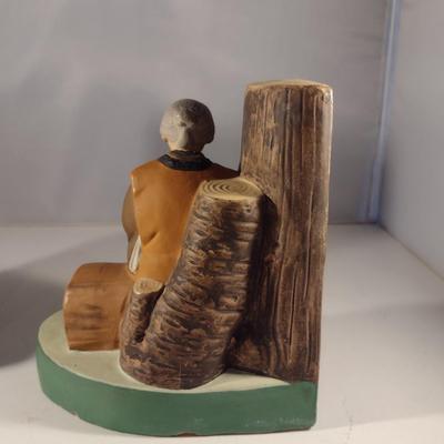 Pair of Vintage Hakata Urasaki Japanese Clay Figurine Bookends (#5) (K)