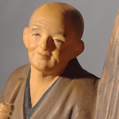 Pair of Vintage Hakata Urasaki Japanese Clay Figurine Bookends (#5) (K)