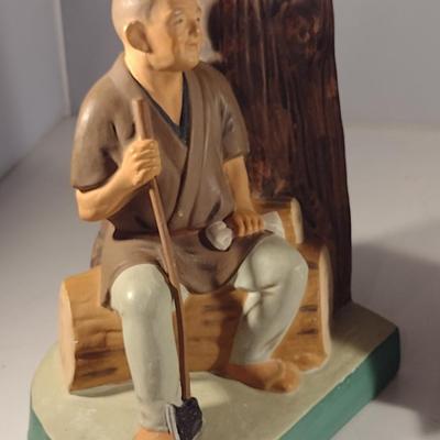 Pair of Vintage Hakata Urasaki Japanese Clay Figurine Bookends (#5) (K)