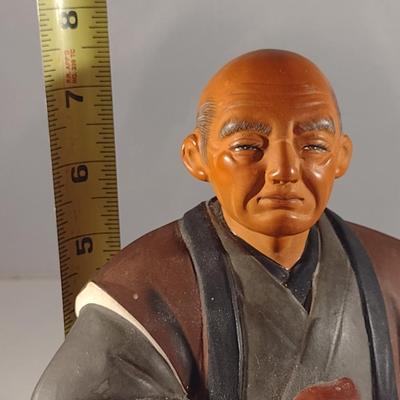 Vintage Hakata Urasaki Japanese Clay Figurine- Man Drinking Tea (#4) (K)